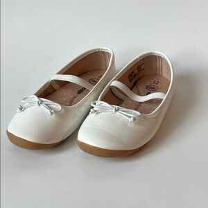 Wonder Nation Girls Bow Ballet Flats White Dress Shoes Size 12